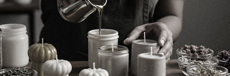 liquid being poured into candle votives