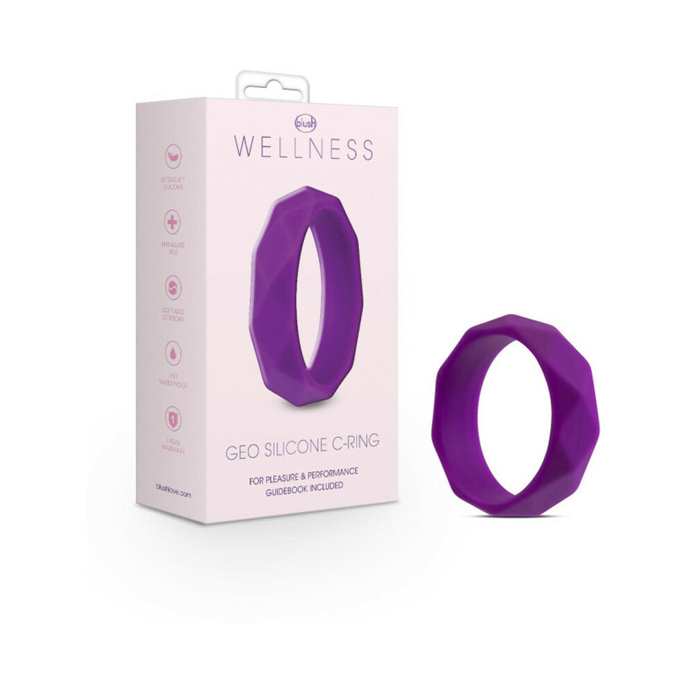 Wellness Geo Silicone Cockring Purple